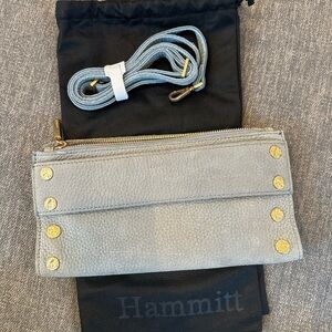 Hammitt Light blue grayClutch with Gold Studs